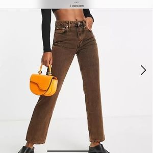 Topshop Dad jeans brown acid wash overdye